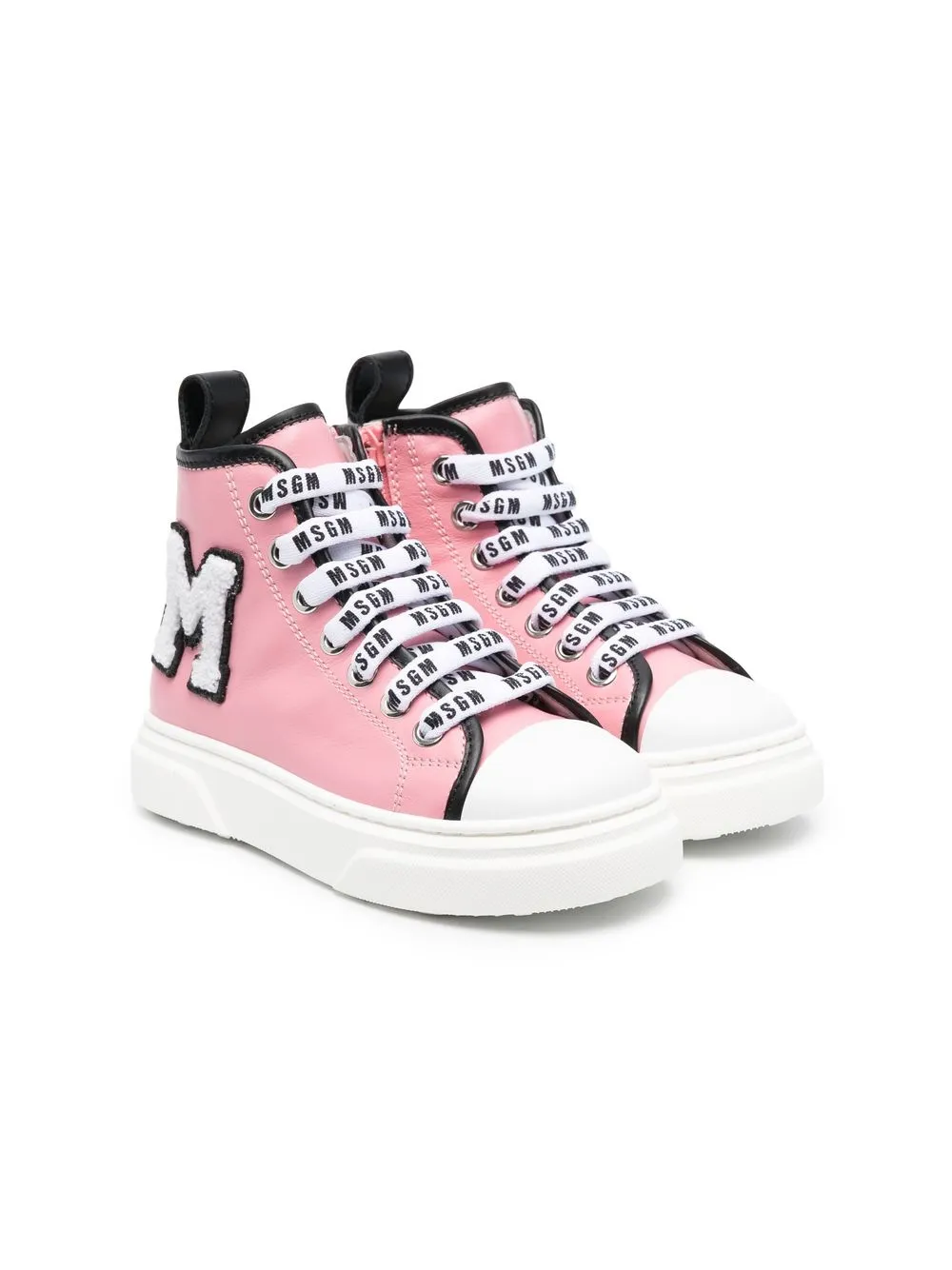 

MSGM Kids tenis altos con parche del logo - Rosado