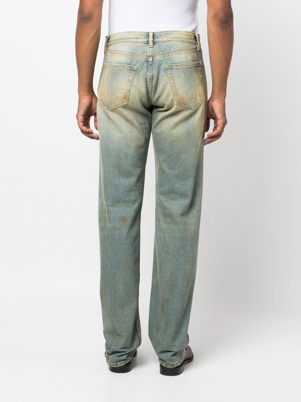 Shop Maison Margiela Distressed-effect Straight-leg Jeans In Blue