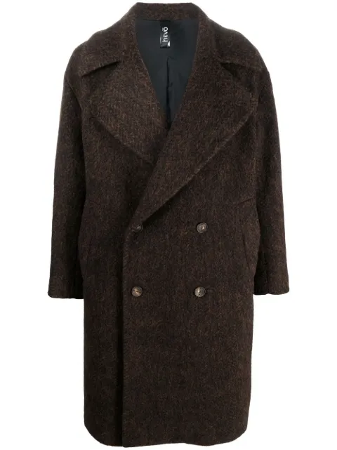 herringbone double-breasted coat