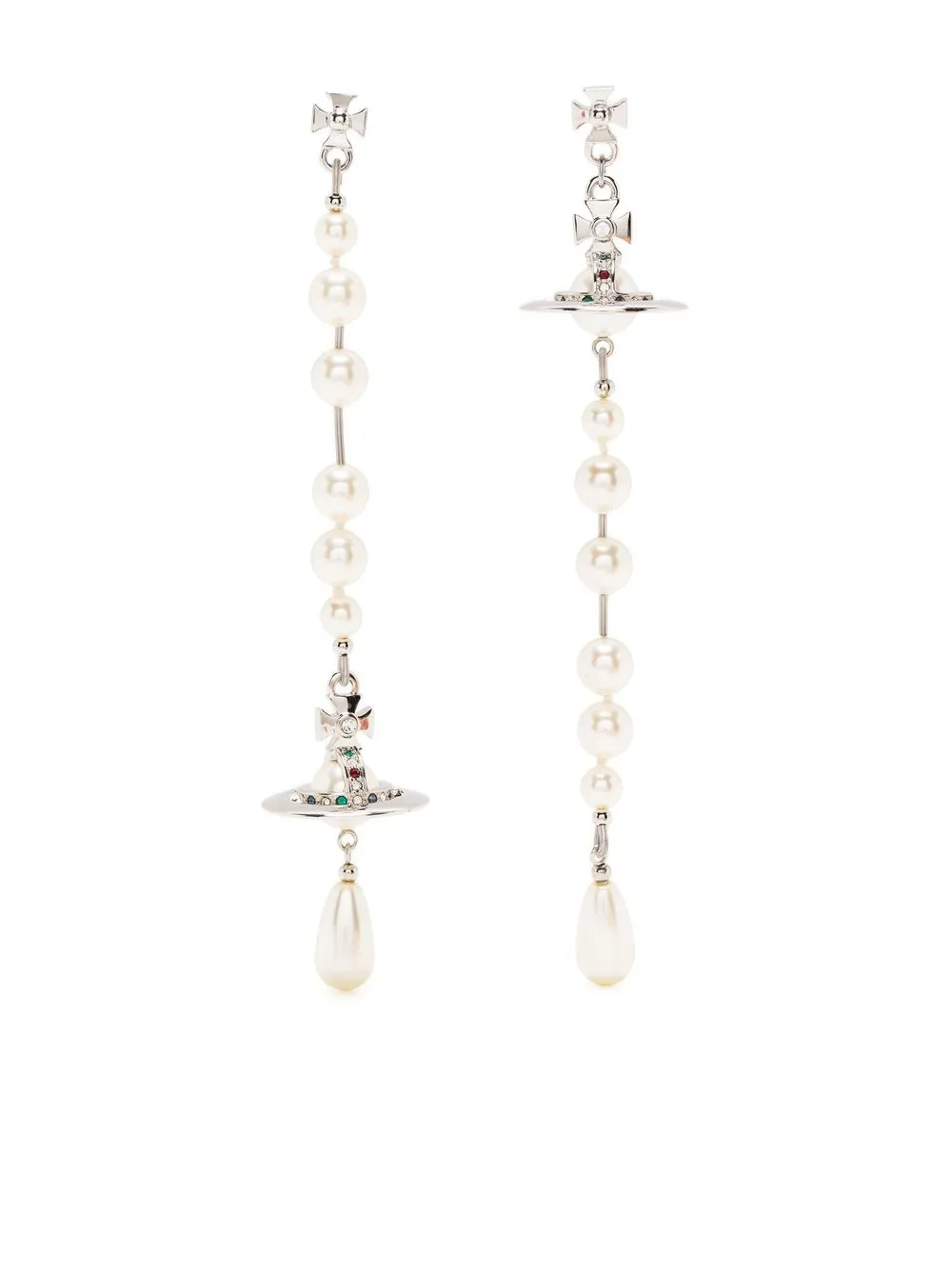 vivienne westwood boucles d'oreilles broken à perles - blanc