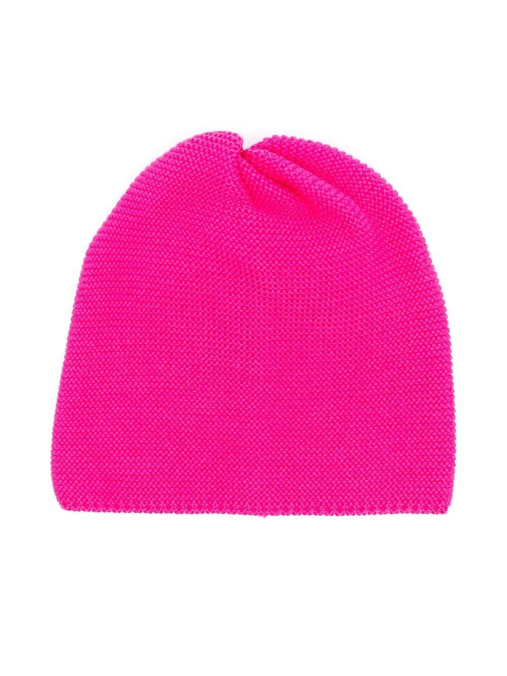 Little Bear Babies' Virgin Wool Knitted Beanie In Pink