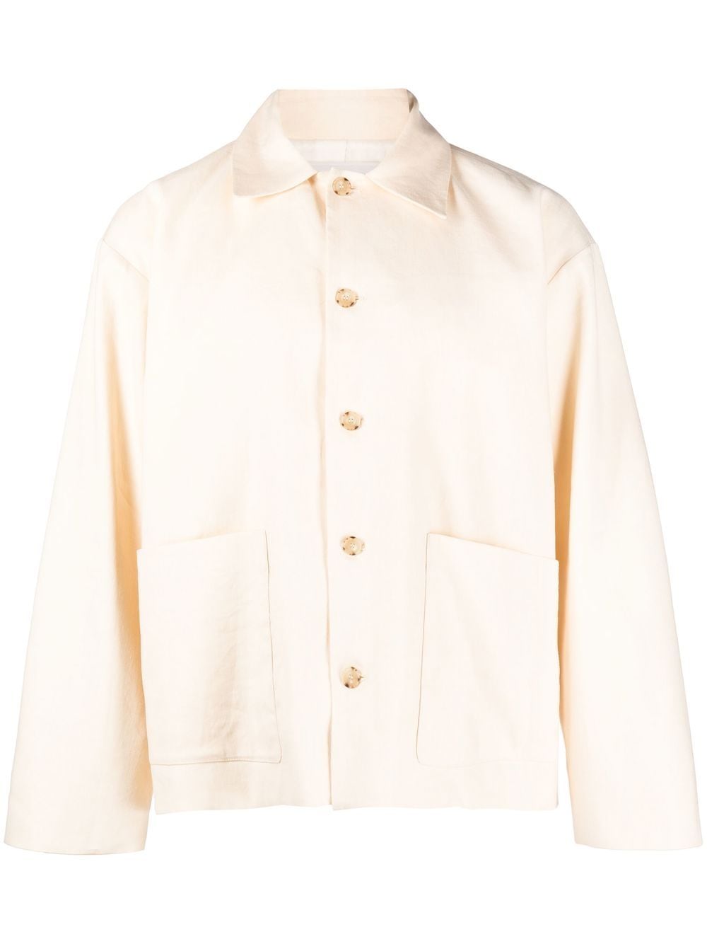 Commas Patch-pocket Linen-blend Overshirt In Neutrals