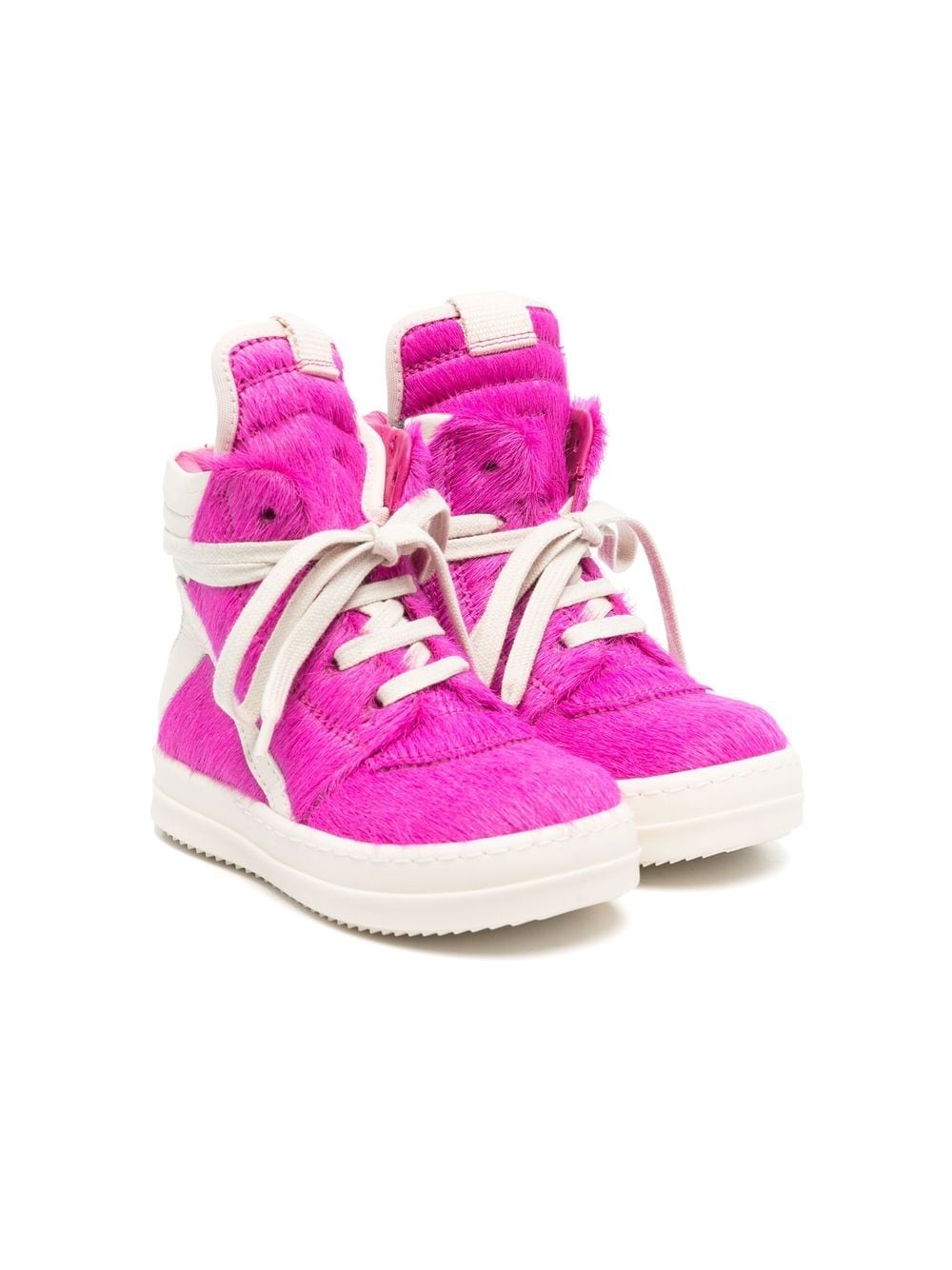 Rick Owens Kids' Geobasket Calf Hair And Leather Sneakers In Hot Pink ...
