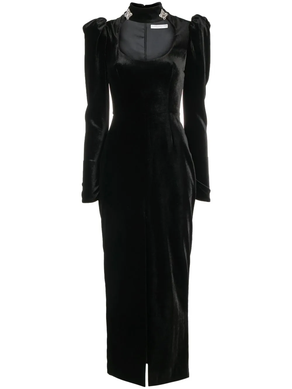 

Alessandra Rich puff-shoulders velvet gown - Black