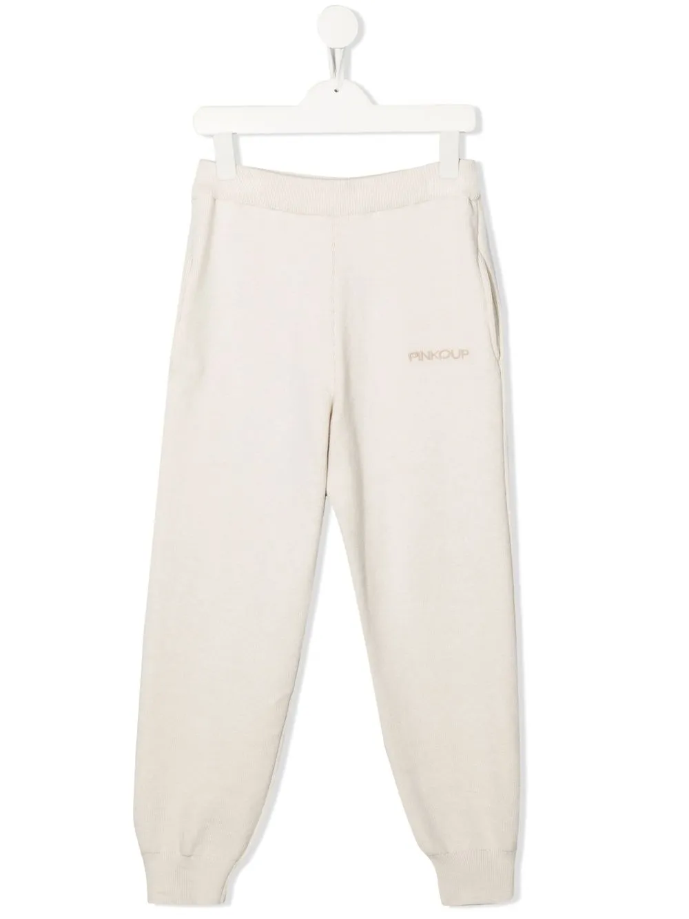 pinko kids pantalon de jogging à logo brodé - tons neutres