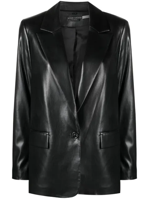 alice + olivia faux-leather blazer 