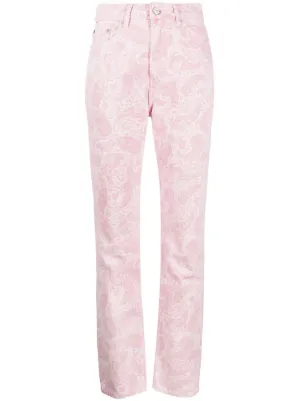 Farfetch Donna Abbigliamento Pantaloni e jeans Jeans Jeans affosulati Jeans con stampa paisley Rosa 