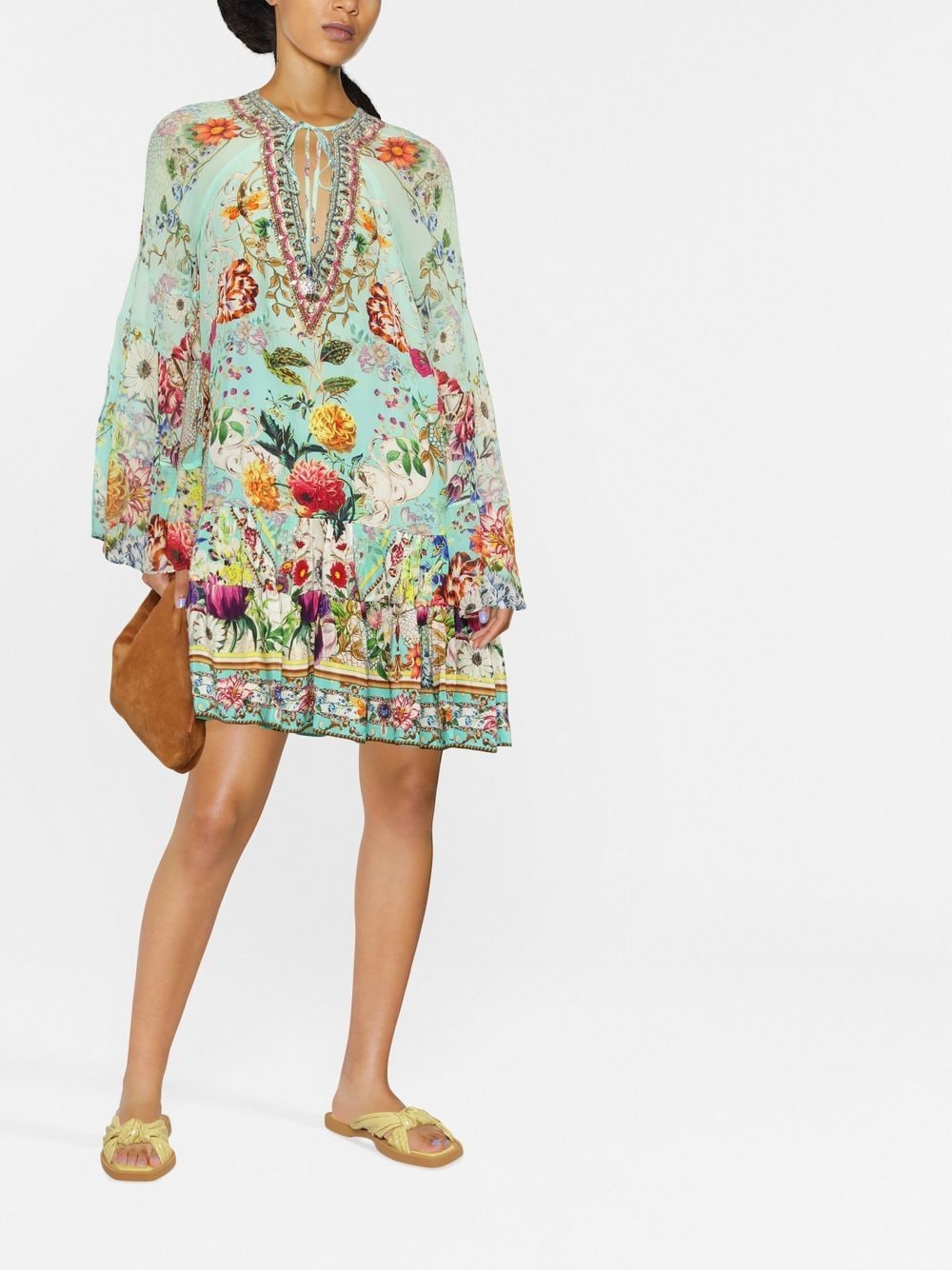Camilla Mini-jurk met bloemenprint - Groen