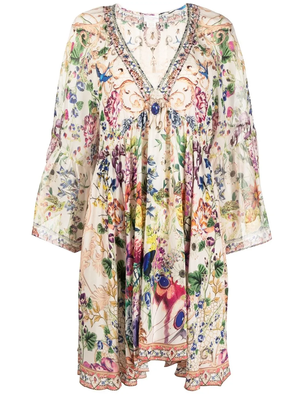 

Camilla floral-print mini dress - Neutrals