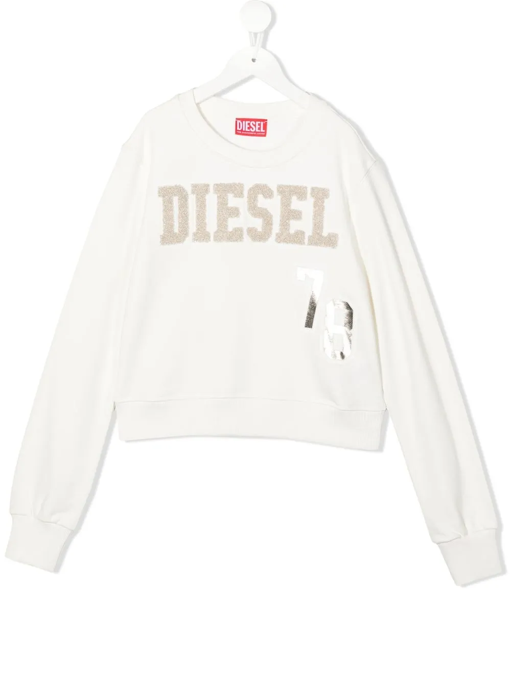 

Diesel Kids sudadera corta con parche - Blanco