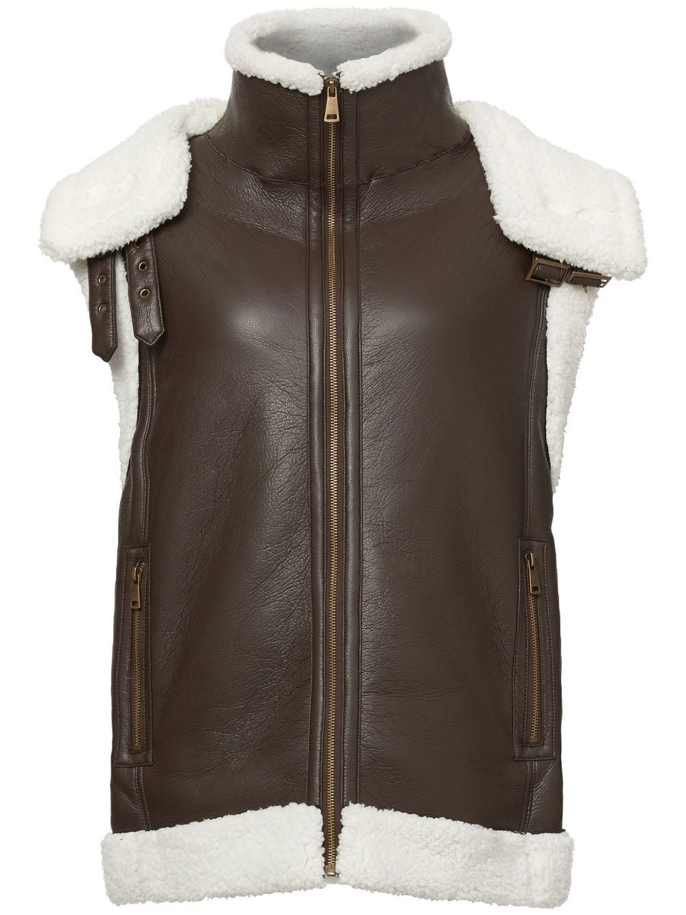 unreal fur master control faux-shearling vest - brown