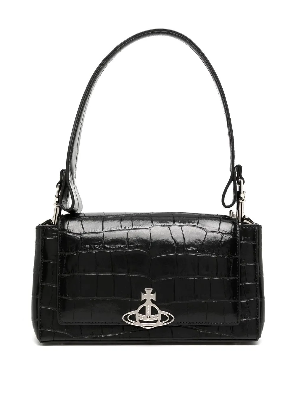 

Vivienne Westwood crocodile-effect leather shoulder bag - Black