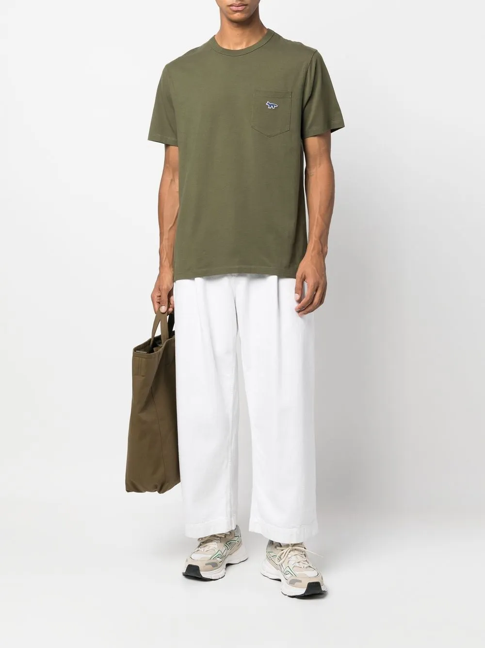 Maison Kitsuné T-shirt met geborduurd logo - Groen