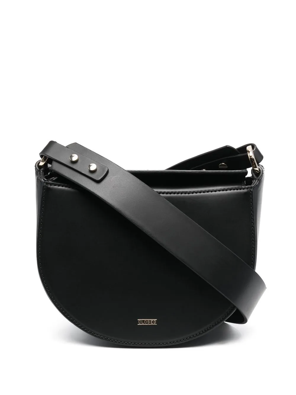 

Closed foldover leather shoulder bag - Black