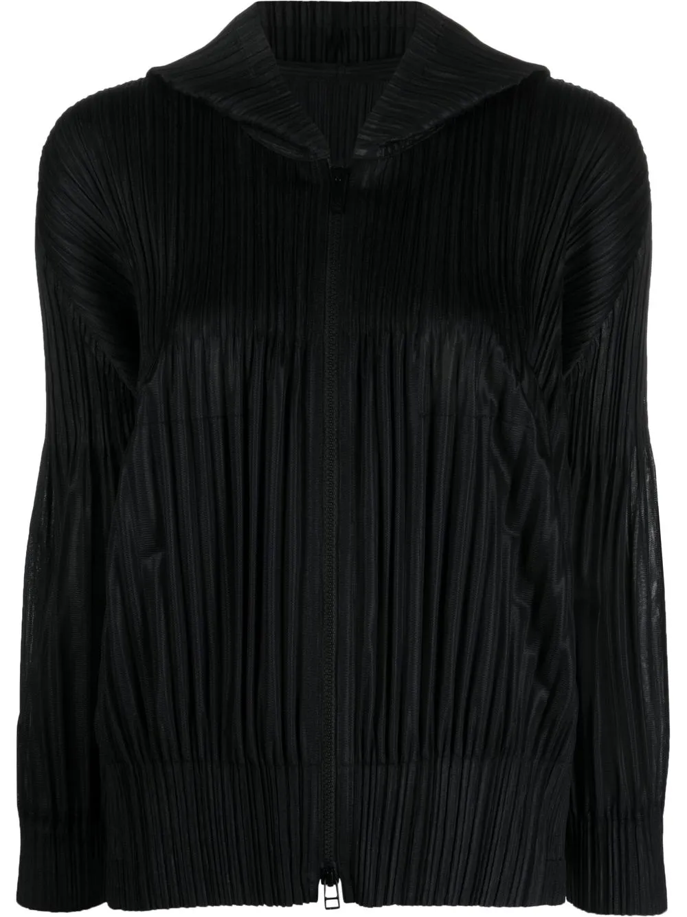 

Pleats Please Issey Miyake chamarra bomber plisada con capucha - Negro