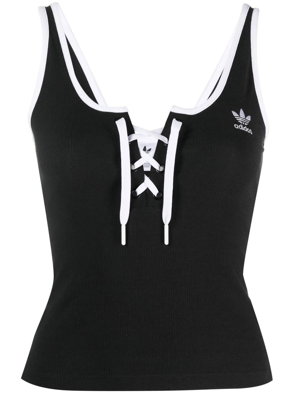 

adidas chaleco de canalé con agujeta - Negro