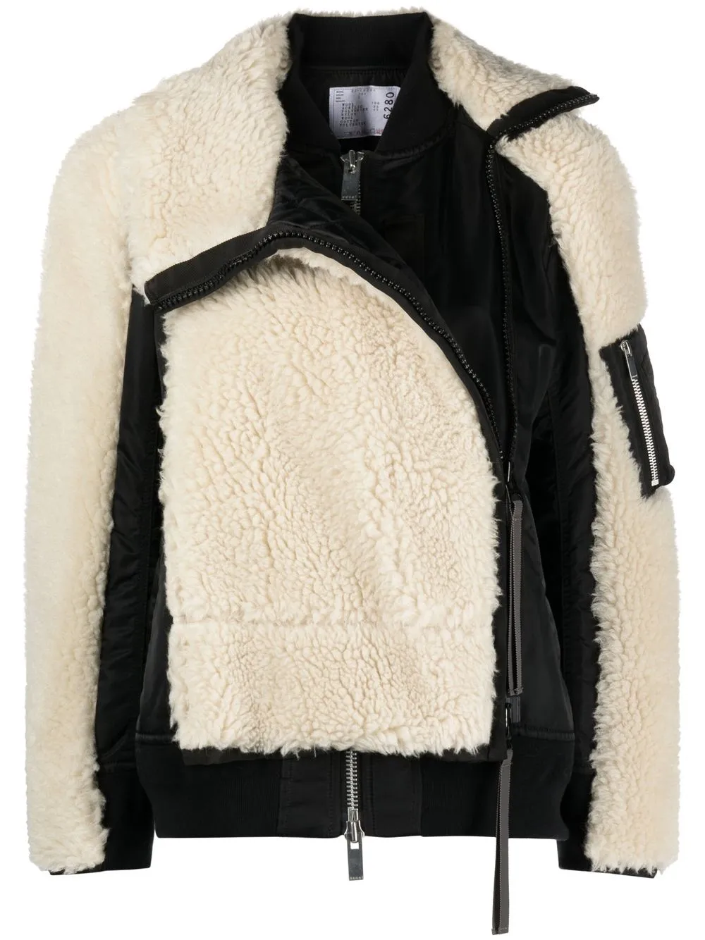 

sacai faux shearling panelled bomber jacket - Black