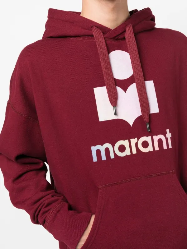 MARANT logo print Hoodie Red FARFETCH AM