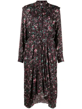 midi silk shirt dress Navy Blue / S