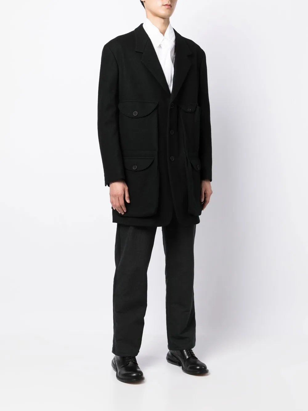  Yohji Yamamoto Schmaler Mantel   Schwarz 