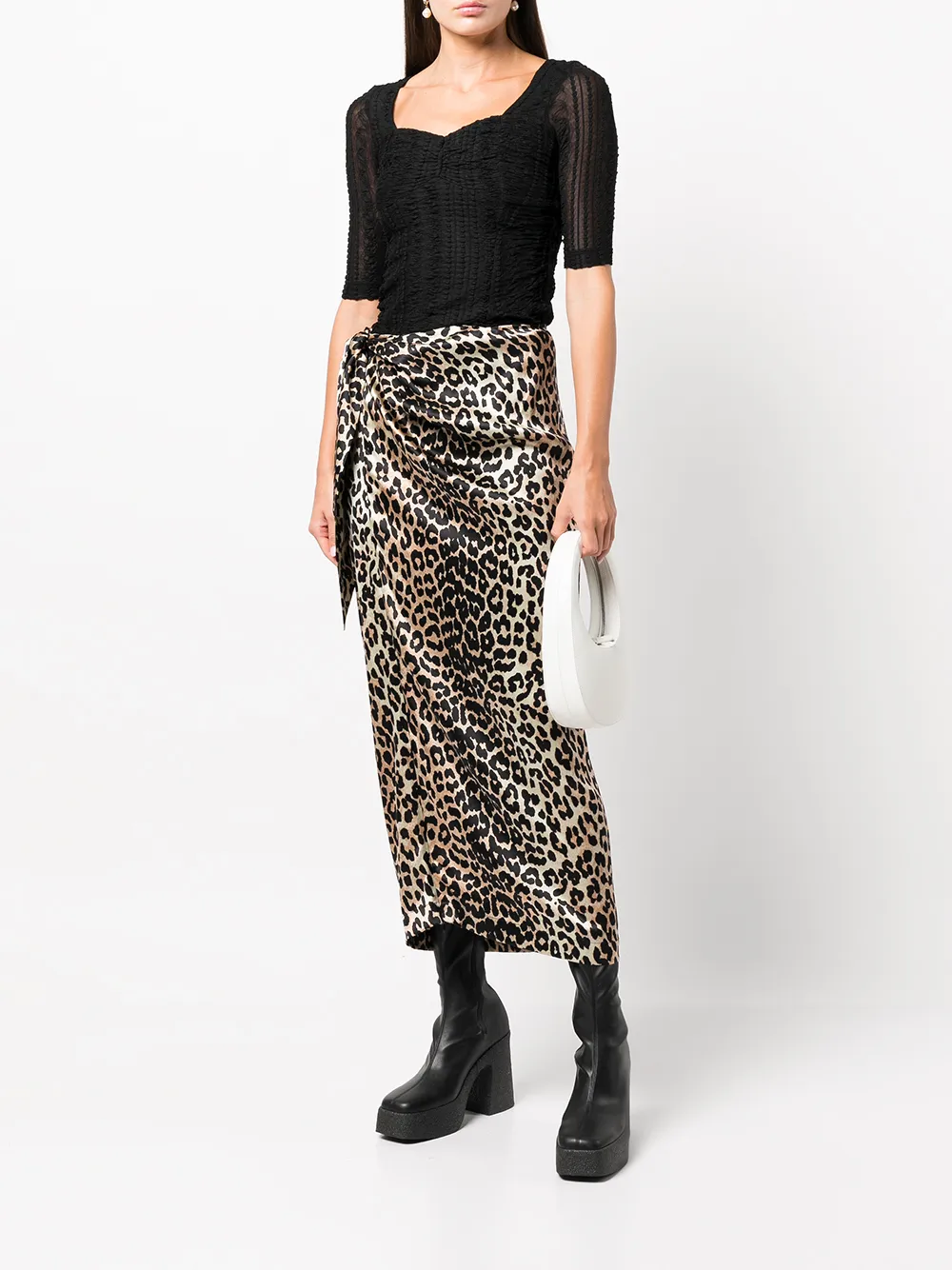 GANNI Blouse met ruche - Zwart