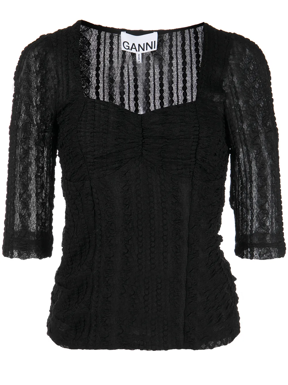 

GANNI blusa con peplum y mangas farol - Negro