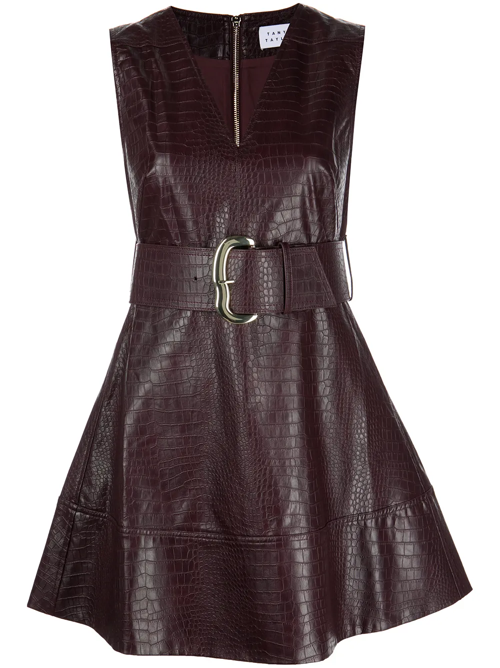 

Tanya Taylor Reina faux-leather belted dress - Brown