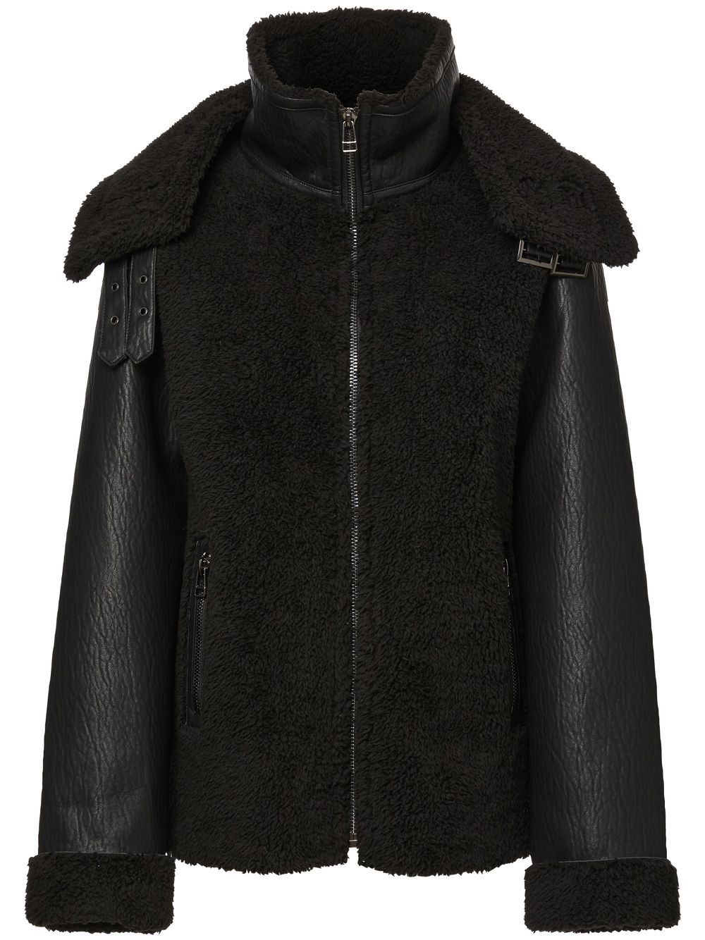 unreal fur shearling-panelled bomber jacket - black