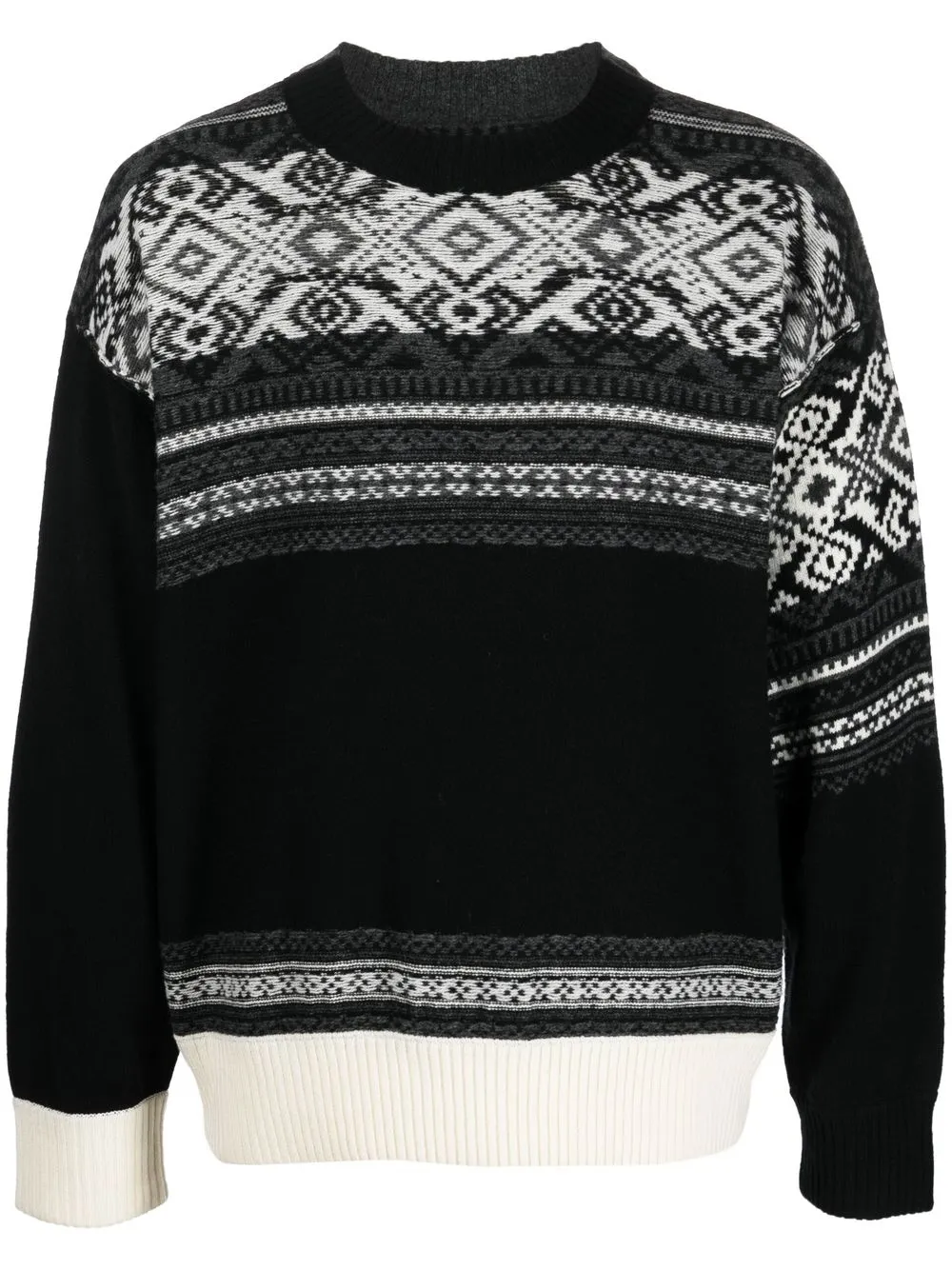 

sacai geometric-intarsia wool jumper - Black