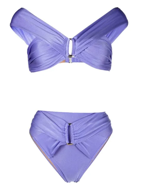 Noire Swimwear gathered-detail high-waisted bikini