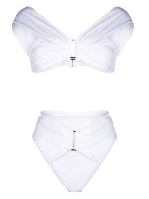 Noire Swimwear gathered-detail high-waisted bikini