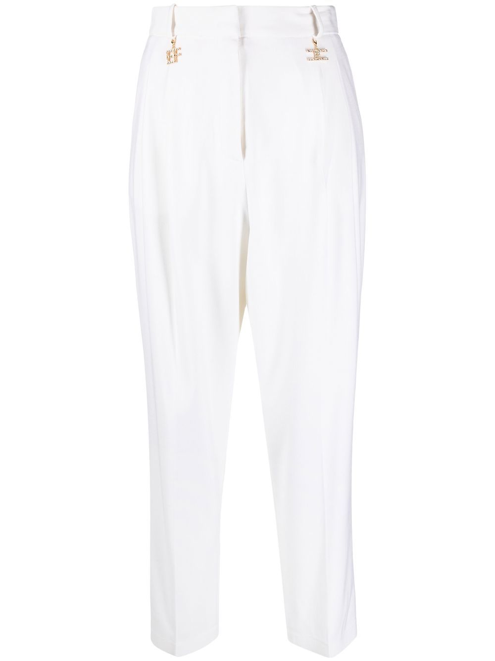 Elisabetta Franchi crystal-embellished tapered trousers - Neutrals