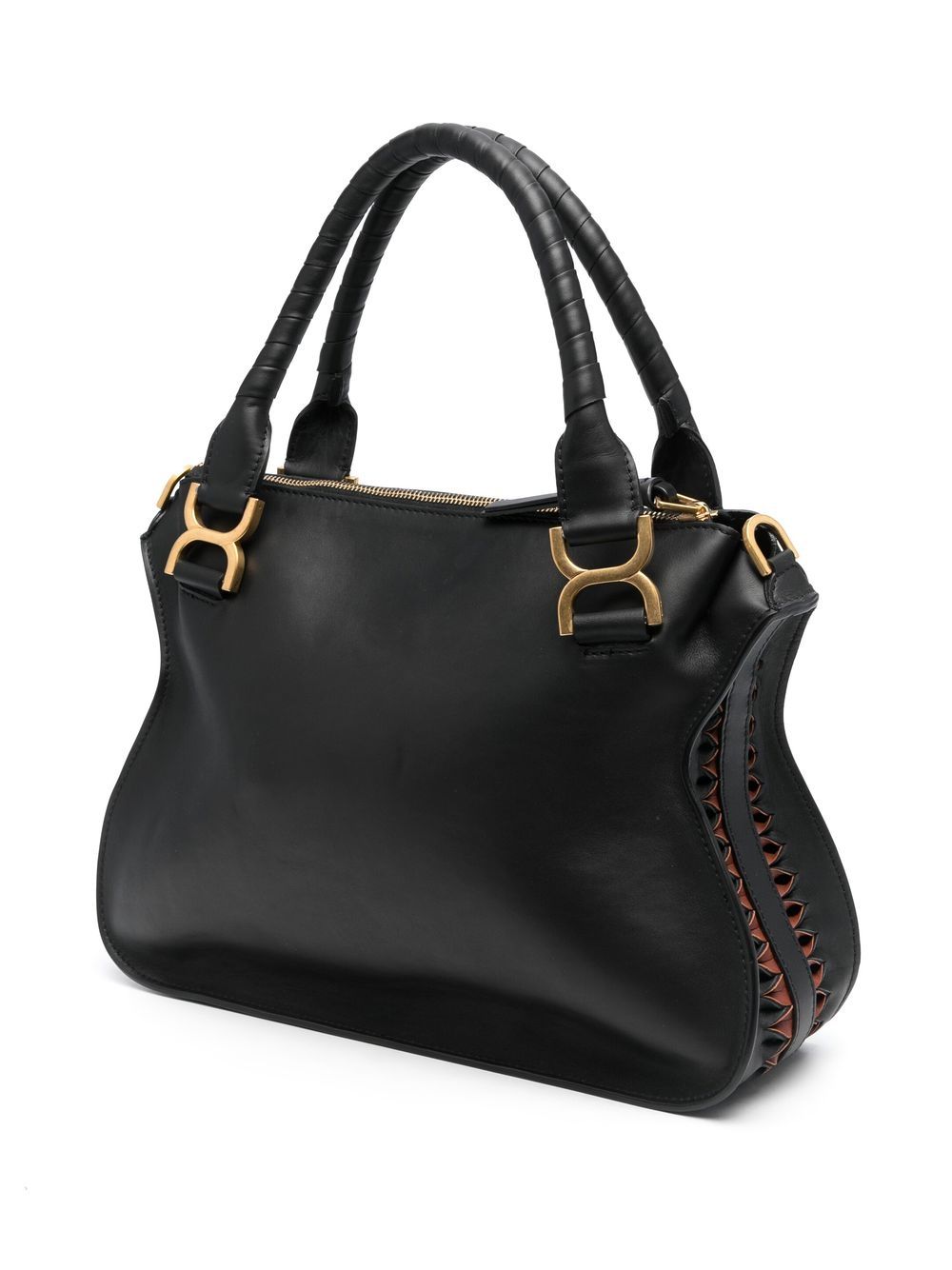 Shop Chloé Leather Embossed-logo Bag In Black