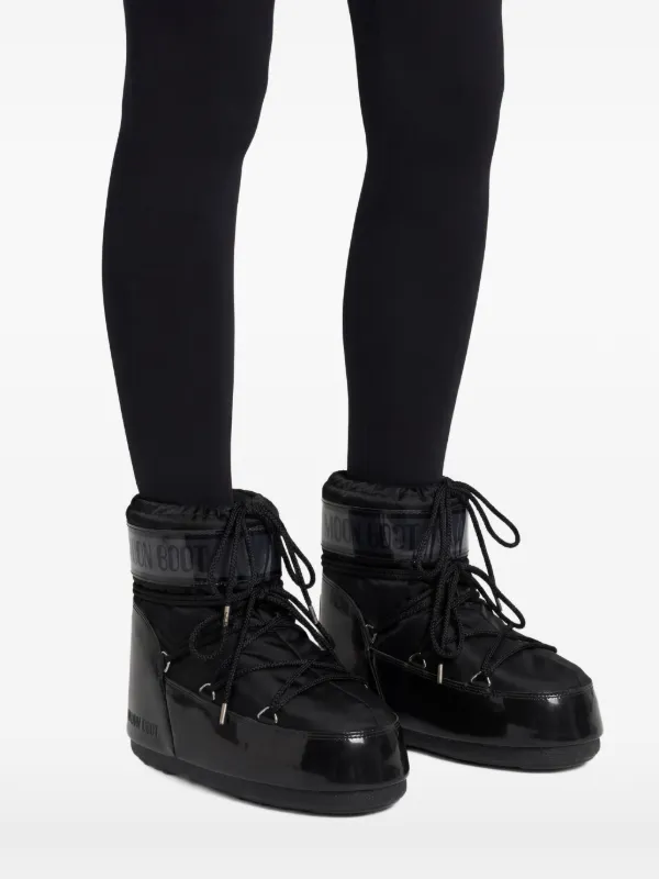 Moon Boot Icon Low Glance lace-up Boots | Black | FARFETCH