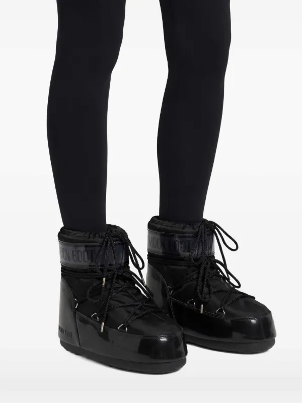 Moon Boot Icon Low Glance lace-up Boots | Black | FARFETCH