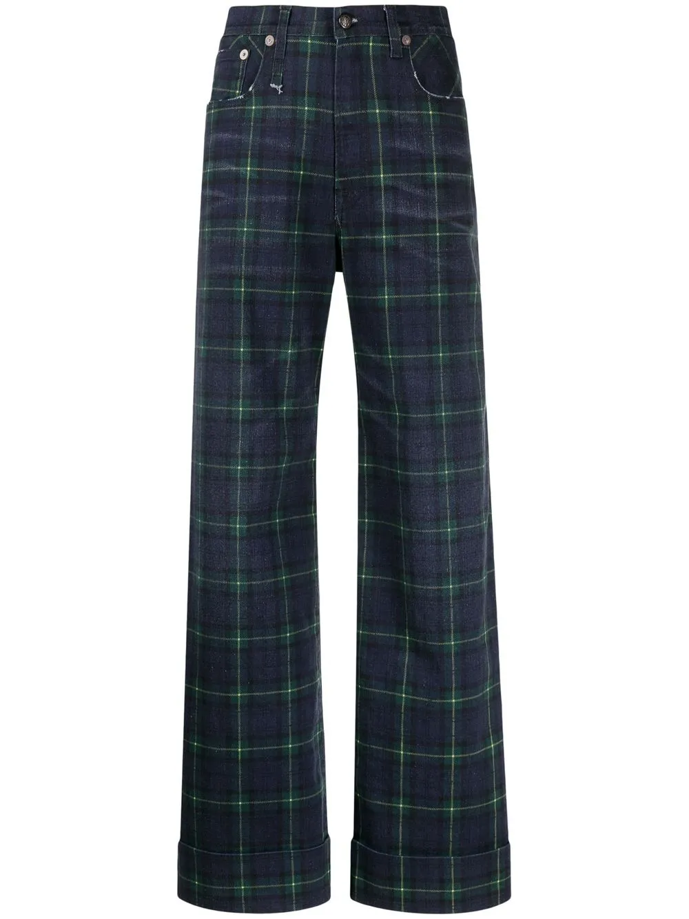 

R13 tartan check wide-leg jeans - Blue