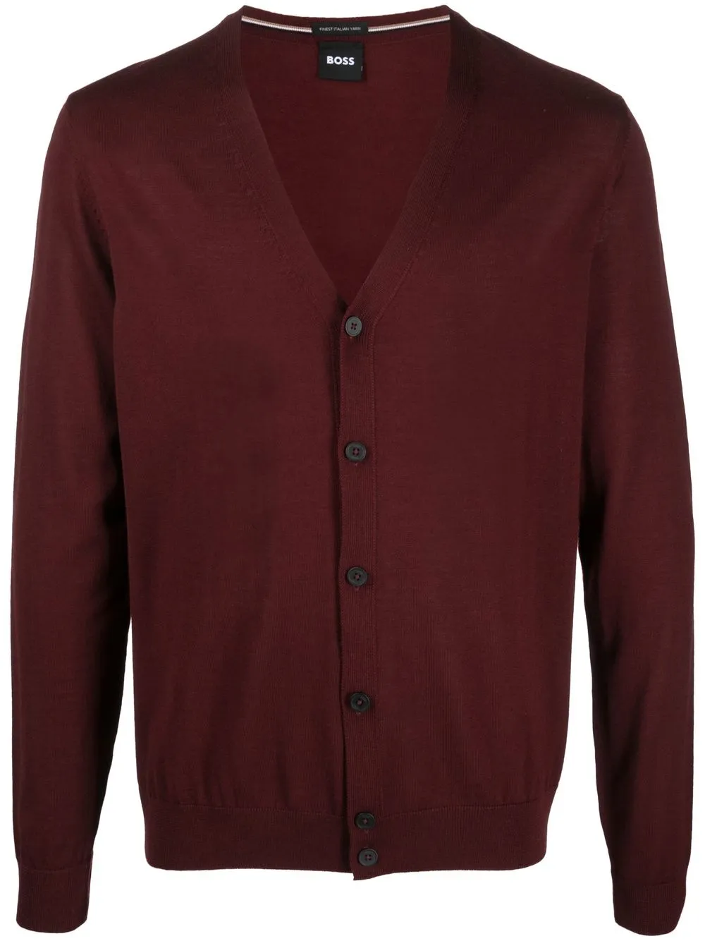 

BOSS V-neck virgin-wool cardigan - Red