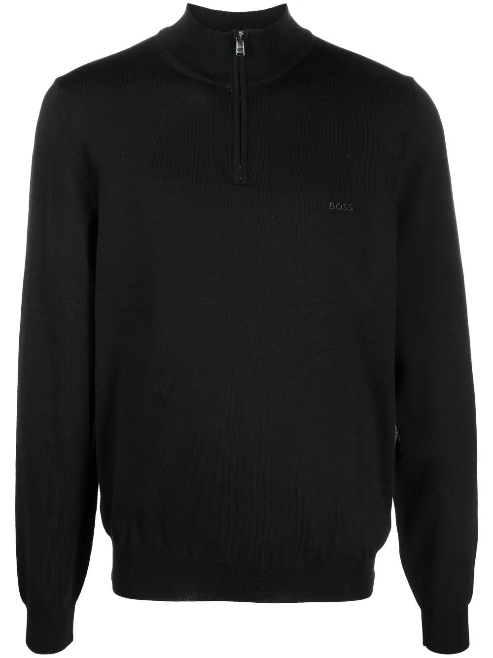 

BOSS half-zip virgin-wool jumper - Black