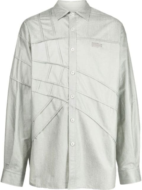 Feng Chen Wang logo-plaque cotton-blend shirt 