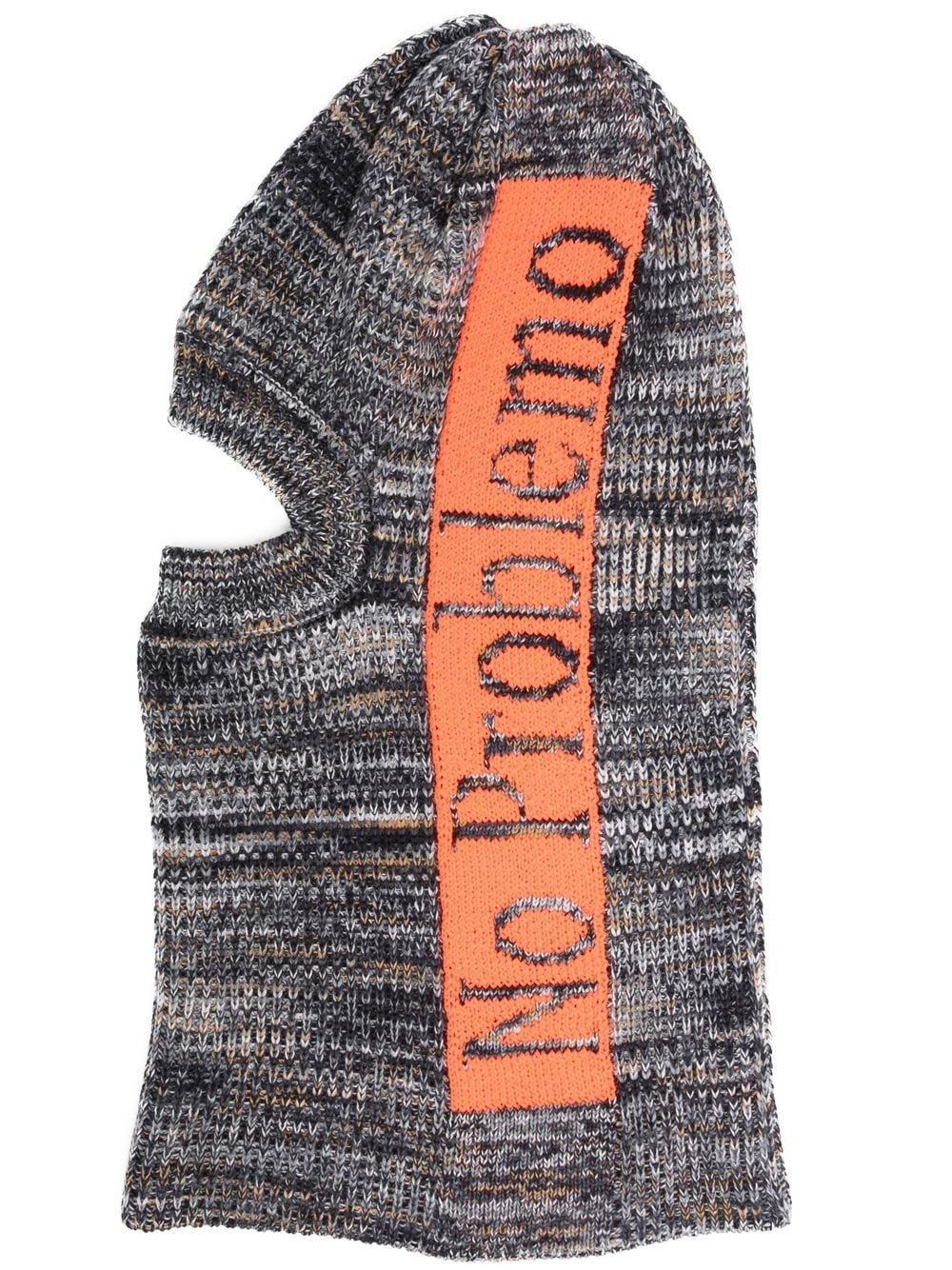 slogan-print knitted balaclava