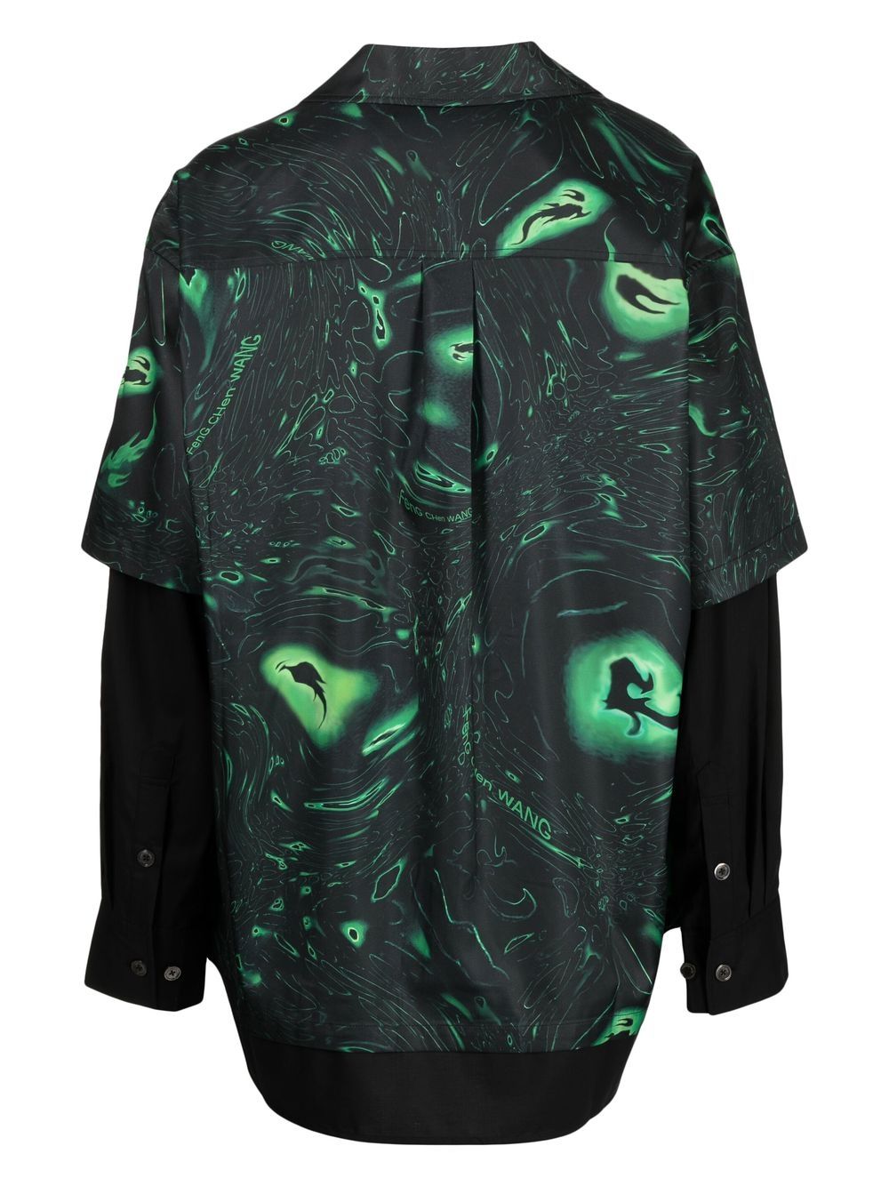 Shop Feng Chen Wang Swirl-print Layered Shirt In Green