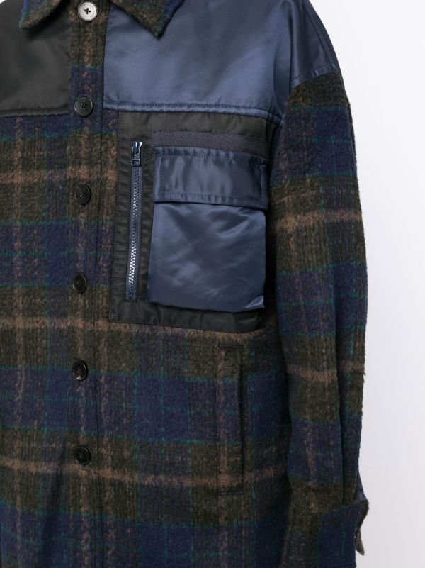 Feng Chen Wang Panelled Plaid button-up Jacket - Farfetch