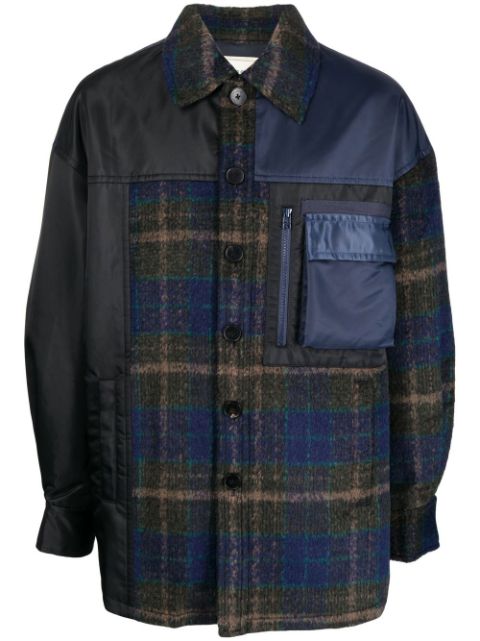 Feng Chen Wang panelled plaid button-up jacket