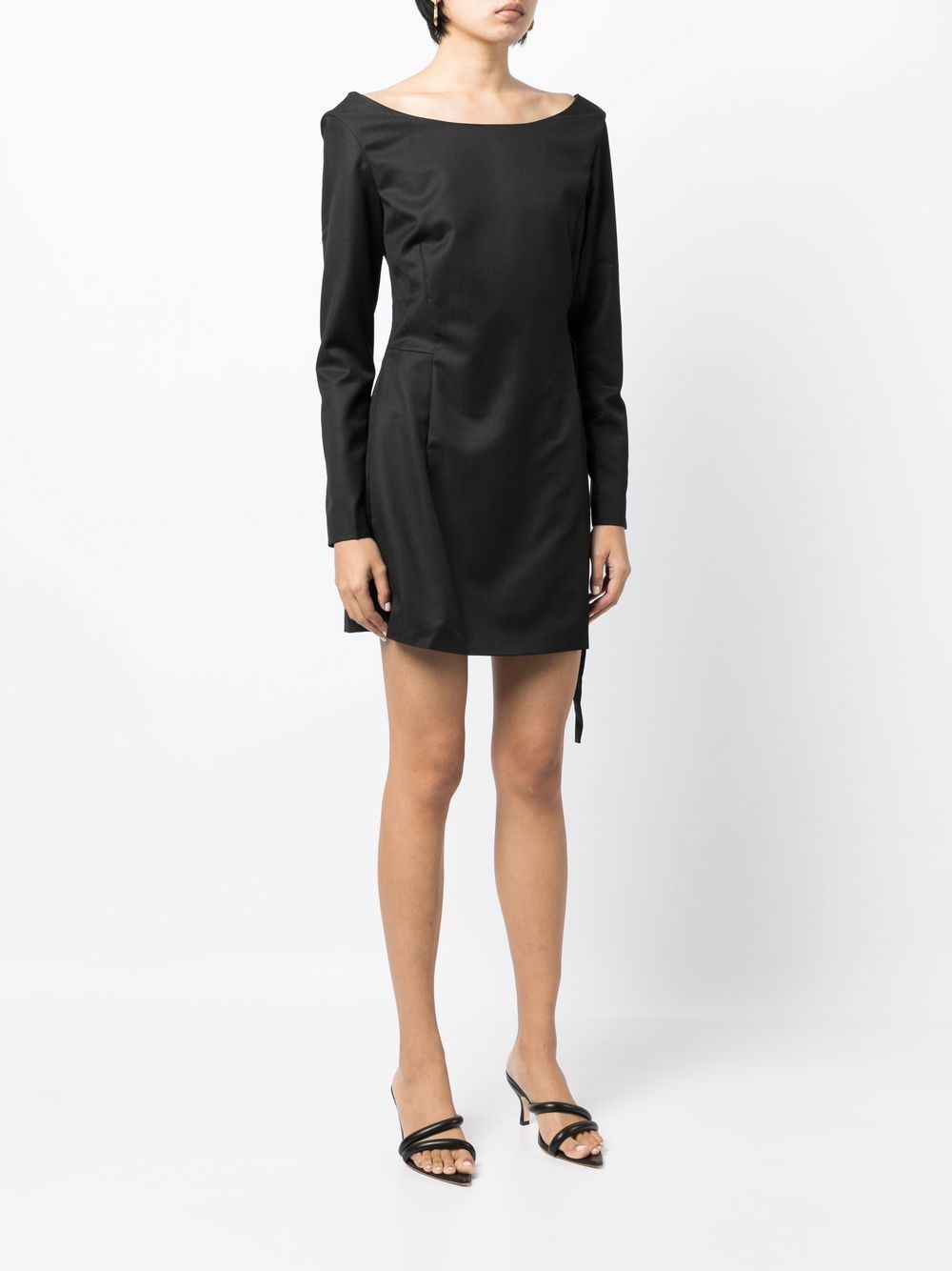 Shop Litkovskaya Boat-neck Long-sleeve Wrap Dress In Black