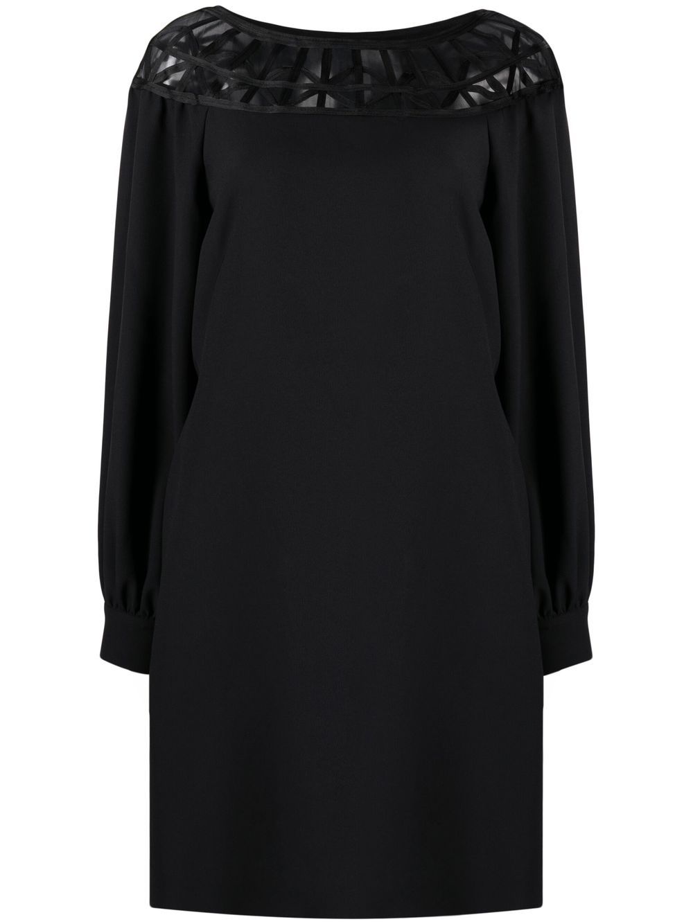 Alberta Ferretti mesh-panel long-sleeve dress – Black