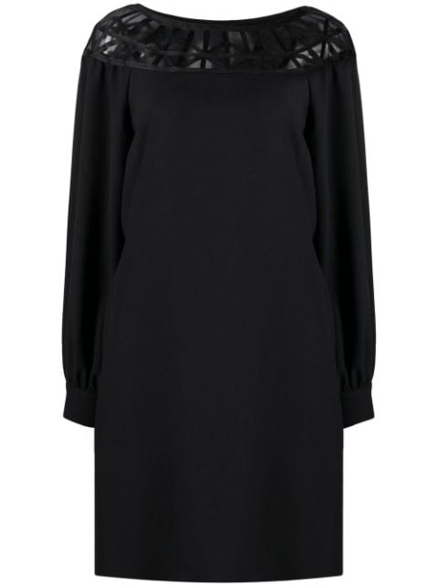 Alberta Ferretti mesh-panel long-sleeve dress