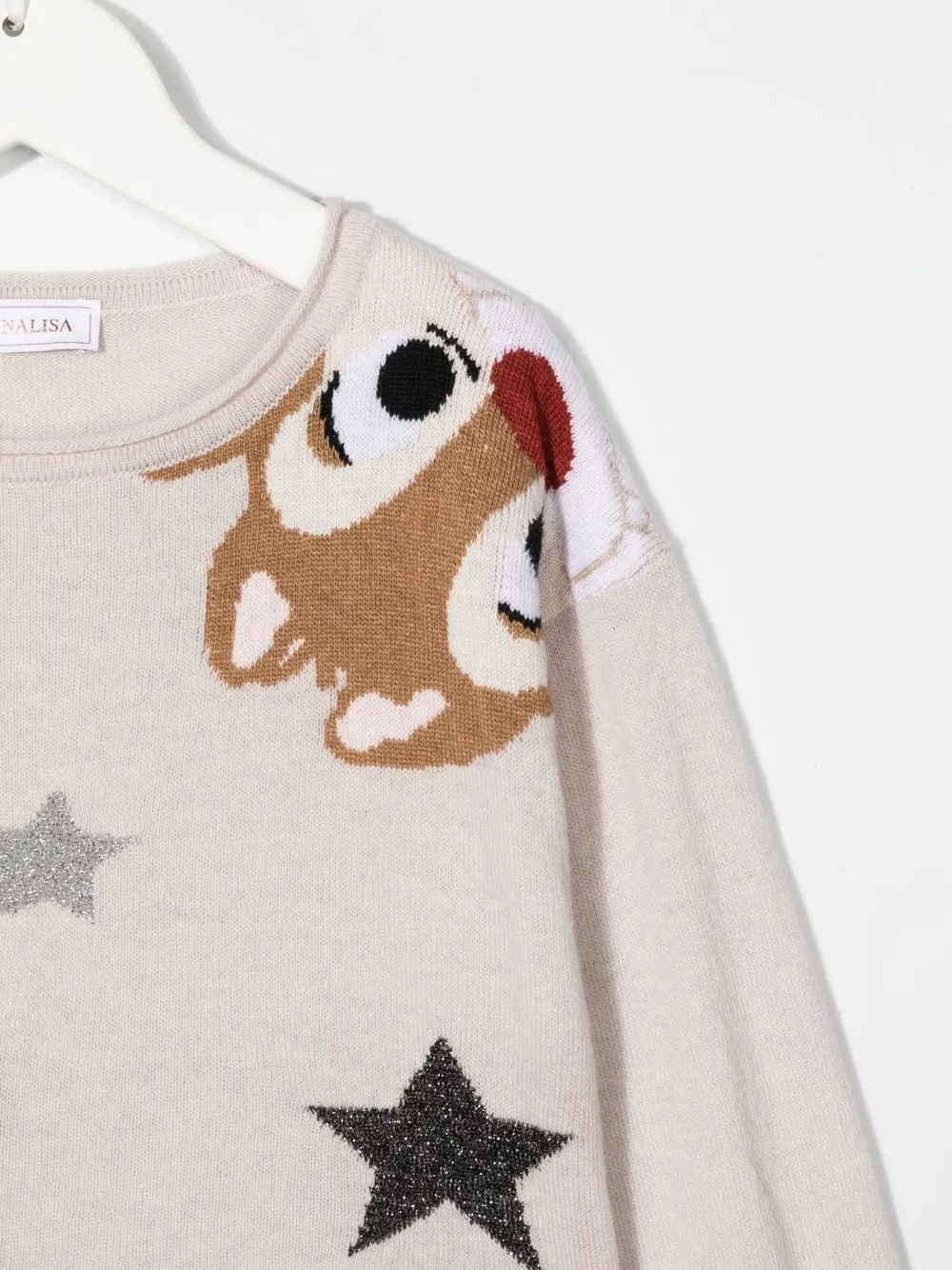  Monnalisa Embroidered Crew Neck Jumper - Neutrals 
