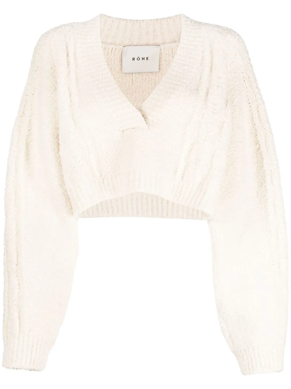 

Róhe textured deep V-neck jumper - White