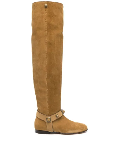 Crown Me stud-embellished knee-high boots