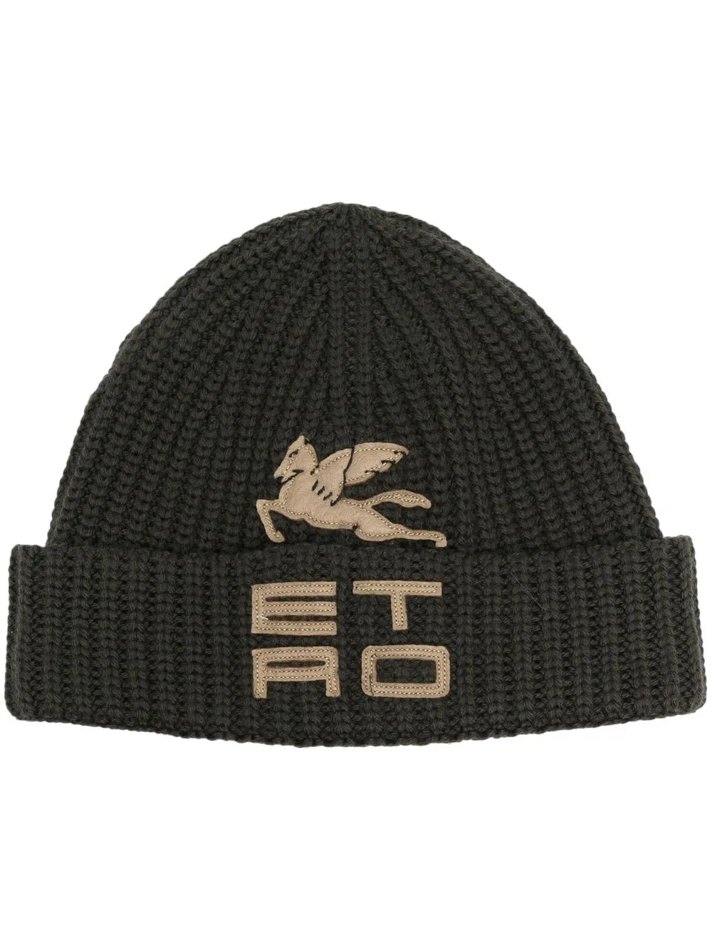 

ETRO ribbed embroidered-logo beanie - Green